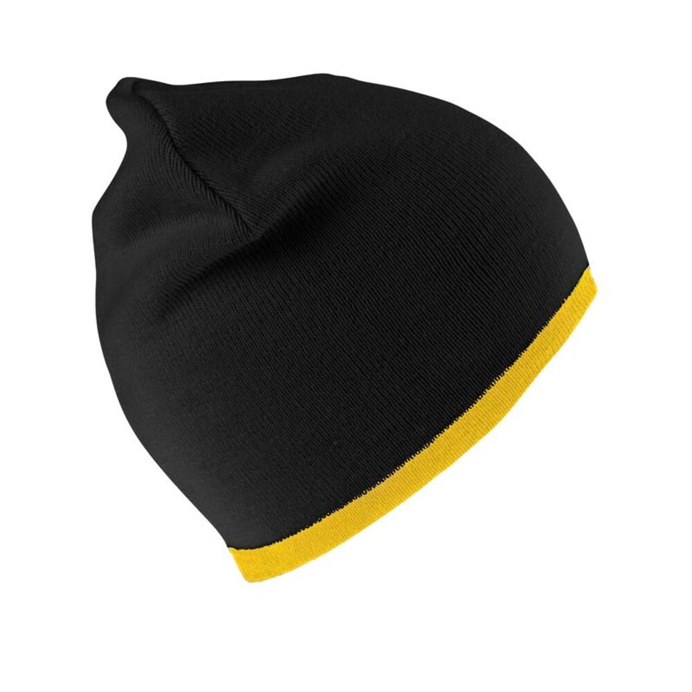 Result Winter Essentials Unisex Adult Reversible Fashion Beanie / Black/Yellow